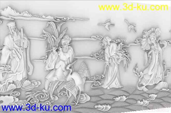 精细八仙过海雕塑图板 可用于打印模型的图片4