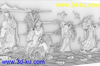 3D打印模型精细八仙过海雕塑图板 可用于打印的图片