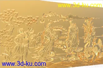 3D打印模型精细八仙过海雕塑图板 可用于打印的图片