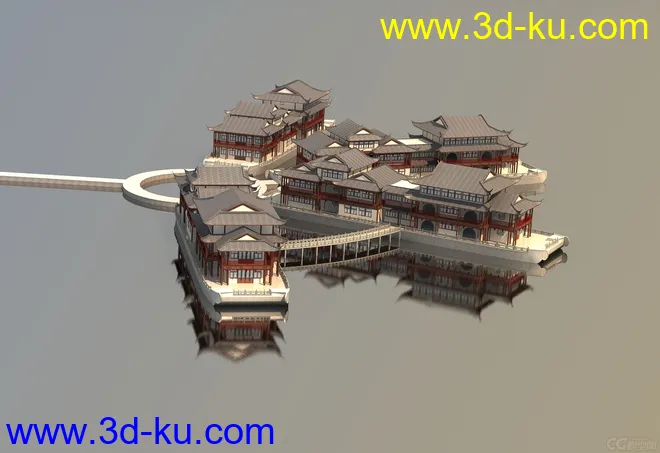 东方古建场景带贴图模型的图片1