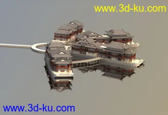 3D打印模型东方古建场景带贴图的图片