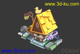 3D打印模型小屋子，动力室，卡通屋子，低模的图片