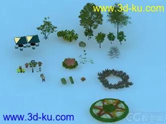 3D打印模型景观，园林，灌木，花草，树木的图片