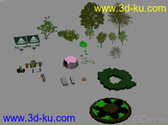 3D打印模型景观，园林，灌木，花草，树木的图片
