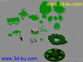 3D打印模型景观，园林，灌木，花草，树木的图片