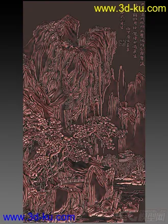 3D打印模型唐伯虎山水画的图片