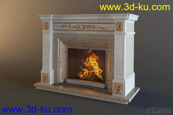 欧式 壁炉 墙壁炉模型的图片3