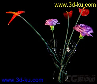 一束紫色的小花花模型的图片