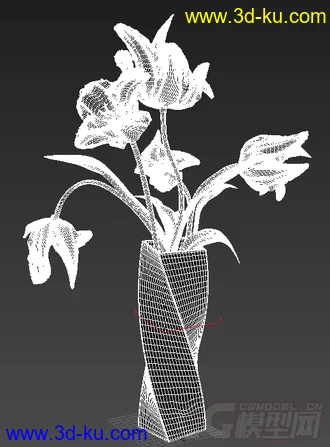 一束红色的花花模型的图片