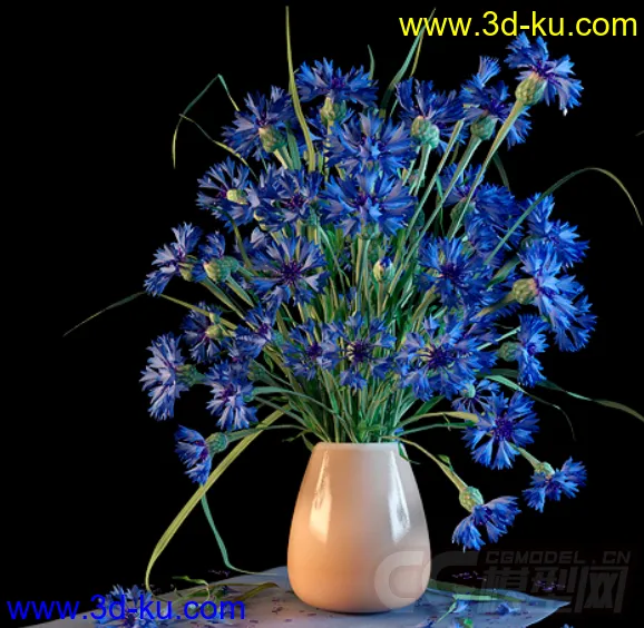 一束蓝色康乃馨花模型的图片1