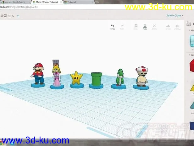 超级马里奥象棋 3D打印模型 STL格式的图片1