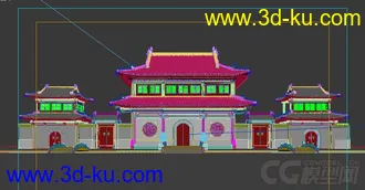 3D打印模型古建 寺庙 大门 大殿 山门的图片