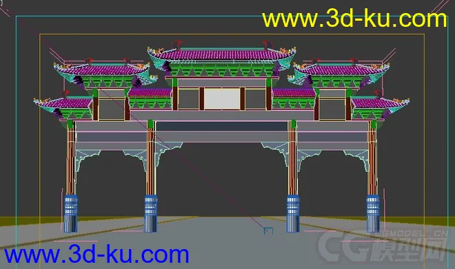 牌楼 , 大门, 寺庙, 古建模型的图片2