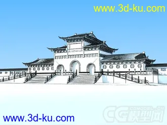 3D打印模型古建,大殿 山门的图片
