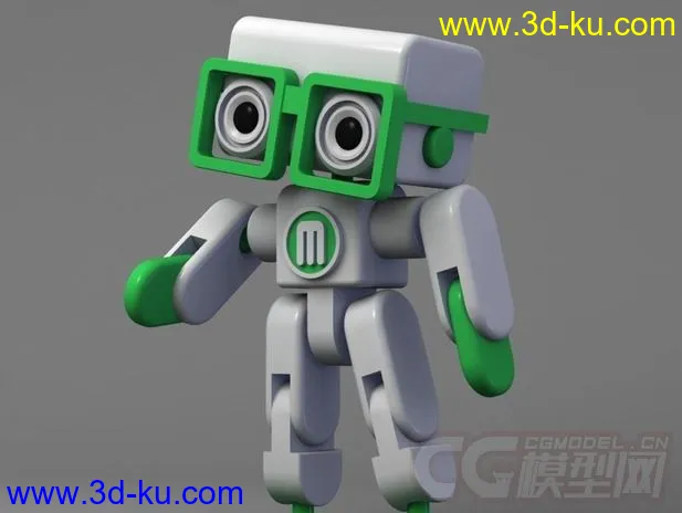 戴眼镜的机器人  3D打印模型 STL格式的图片1