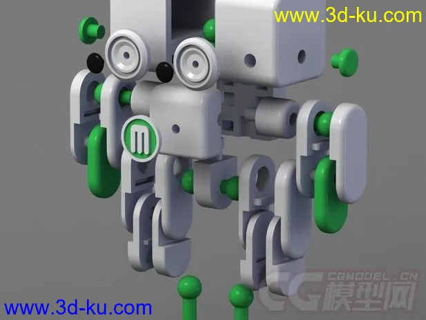 戴眼镜的机器人  3D打印模型 STL格式的图片3