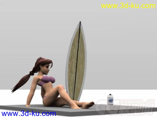 海滩比基尼美女 3D打印模型 STL格式的图片1
