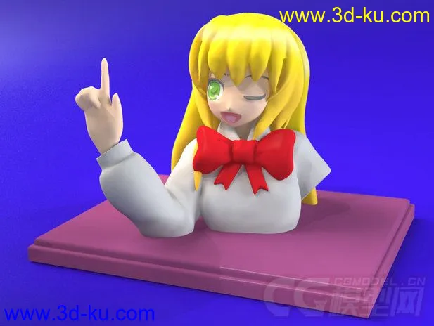 美少女半身像 3D打印模型 STL格式的图片3