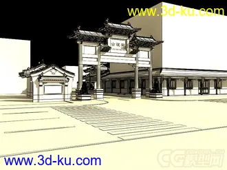 3D打印模型牌楼 牌坊 古街 古建筑的图片