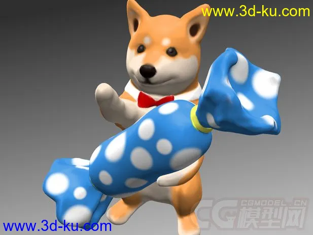 抱着糖果的小狗 3D打印模型 STL格式的图片1