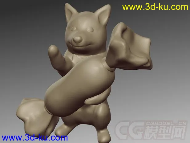 抱着糖果的小狗 3D打印模型 STL格式的图片2