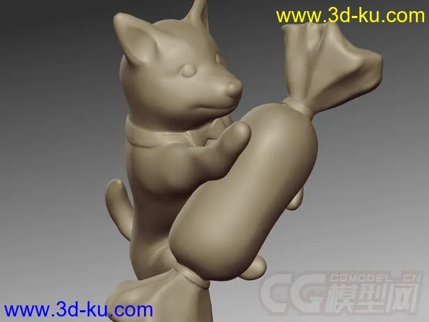 抱着糖果的小狗 3D打印模型 STL格式的图片3