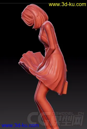 风中女子 3D打印模型 STL格式的图片