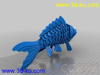 金色锦鲤鱼 3D打印模型 STL格式的图片