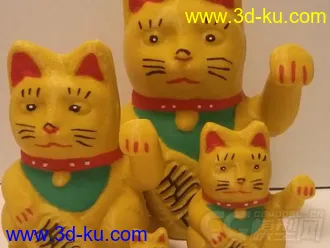 土豪金招财猫 3D打印模型 STL格式的图片