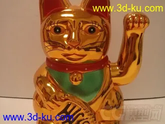 土豪金招财猫 3D打印模型 STL格式的图片