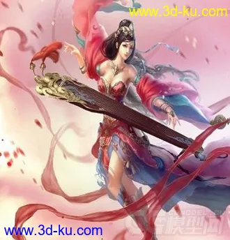 细化琴瑟仙女 3D打印模型 STL格式的图片