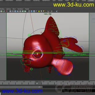 3D打印模型卡通金鱼，人偶金鱼；绑定非常细致；的图片
