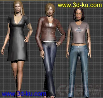 现代三个女孩子模型的图片