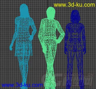 现代三个女孩子模型的图片