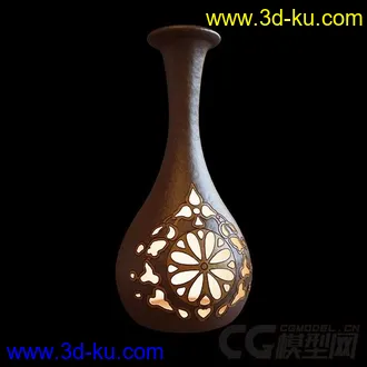 桌面装饰 大肚圆底 镂空花瓶模型的图片
