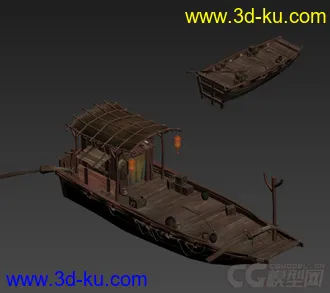 3D打印模型写实木船，码头上的船，小舟的图片