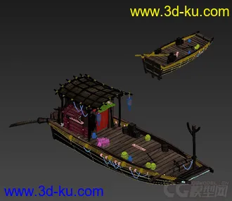 3D打印模型写实木船，码头上的船，小舟的图片