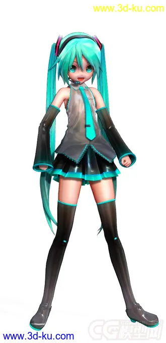 MMD用初音3d模型，可使用插件倒入3dmax,miku酱初音未来的图片