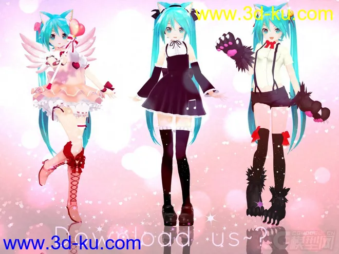 【MMD模型】Appearance Costume Miku's *-300 Watchers Gift-*的图片1