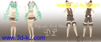 【MMD模型】800 Watchers Gift : Fluffoughts Len and Miku DL的图片