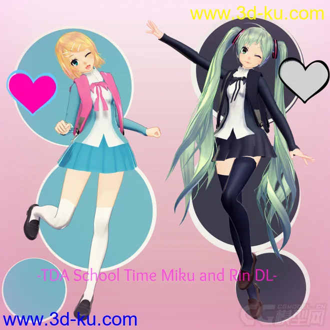 【MMD模型】-TDA School Time Miku and Rin DL-的图片1