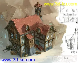 西方建筑纯模型无贴图的图片