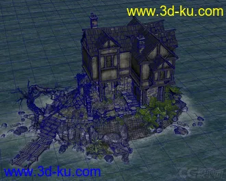 3D打印模型古建系列——中世纪房子 湖中房 孤岛房 海岛老房子 科幻大海漂浮屋 幻想世界的图片