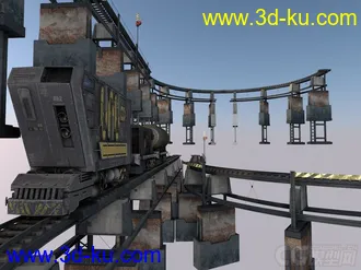 3D打印模型现代系列—铁轨 轻轨 铁路 轨道 钢轨 高架桥 悬浮铁轨 精致运输车 油罐车 货物车 动车的图片