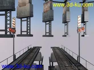 3D打印模型现代系列—铁轨 轻轨 铁路 轨道 钢轨 高架桥 悬浮铁轨 精致运输车 油罐车 货物车 动车的图片