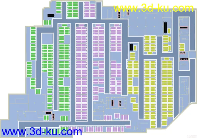 分享一个某大型停车场的地图，带车位号，分区，可编辑。模型的图片1