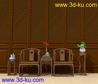 3D打印模型古风场景 茶几 桌椅的图片