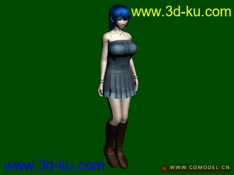 3D打印模型蓝头发性感美女带贴图的图片