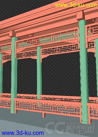 3D打印模型古建筑 走廊的图片