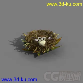 3D打印模型Q版 鸟 还有鸟巢的图片